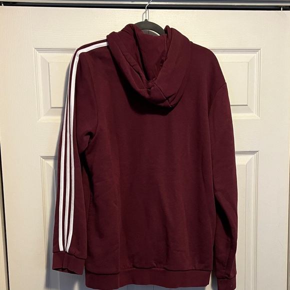 Adidas Burgundy Zip-Up Hoodie with White Accents - Picture 6 of 6